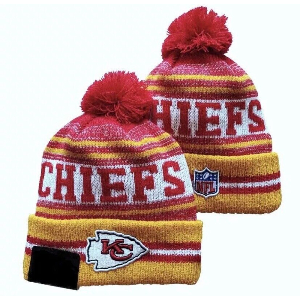 Kansas City Chiefs NFL Knit Winter Hat Beanie On Field Sideline Fleece